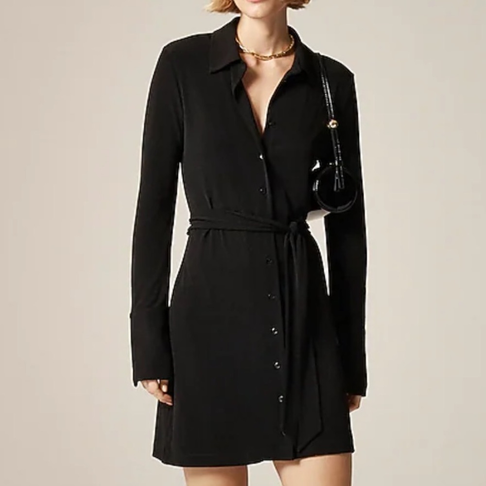 J Crew Mini Shirt-Dress In Matte Jersey